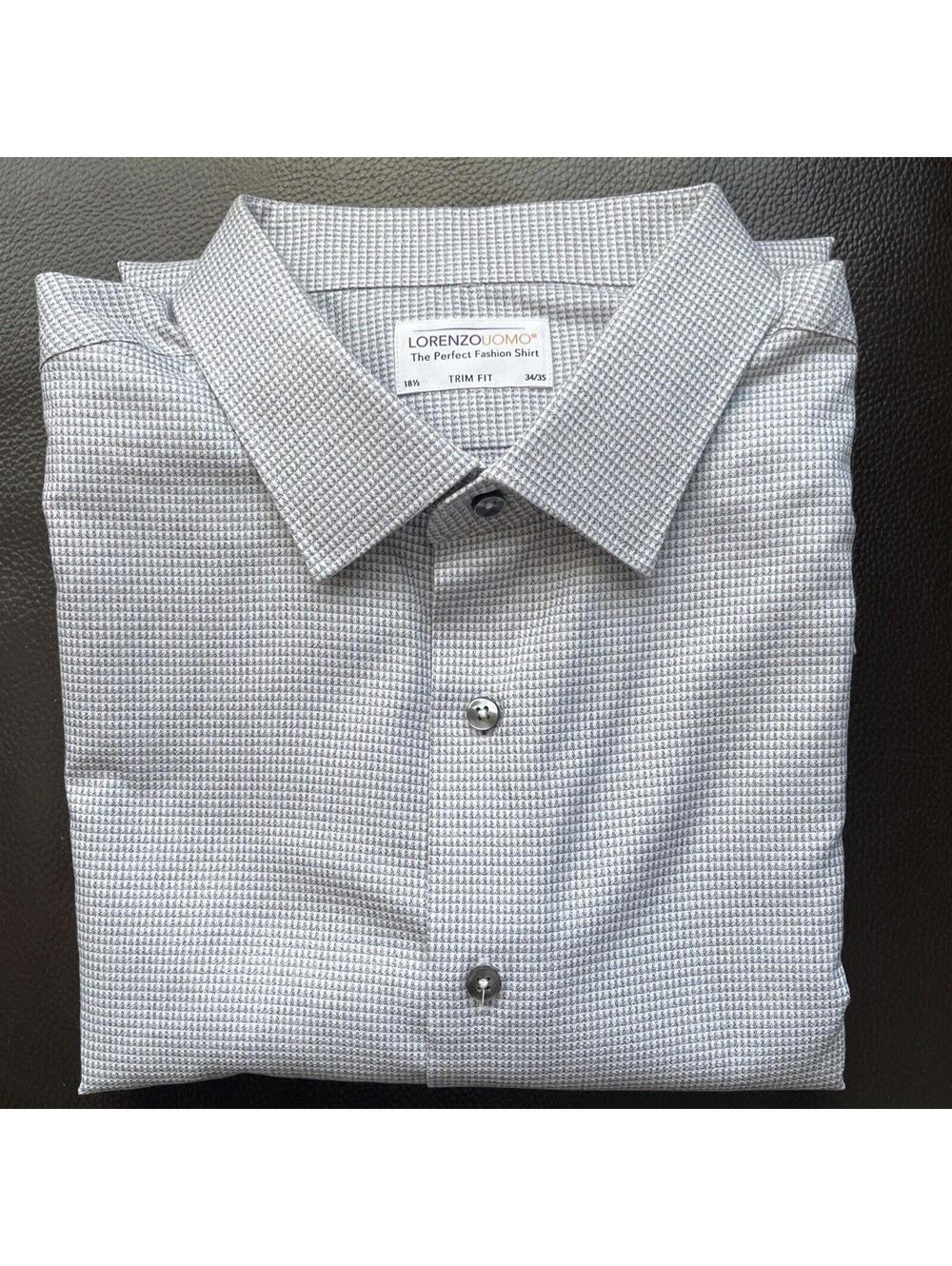 Lorenzo Uomo Mens Perfect Fashion Dress Shirt Trim Slim Gray Size 18.5 34/35 (40
